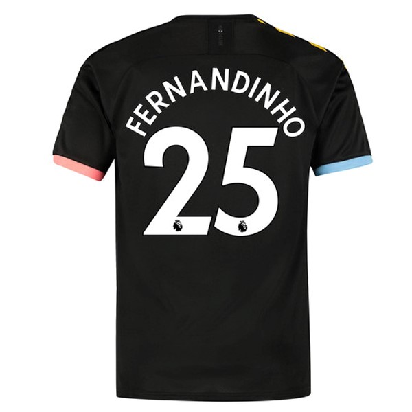 Camiseta Manchester City NO.25 Fernandinho Segunda equipo 2019-20 Negro